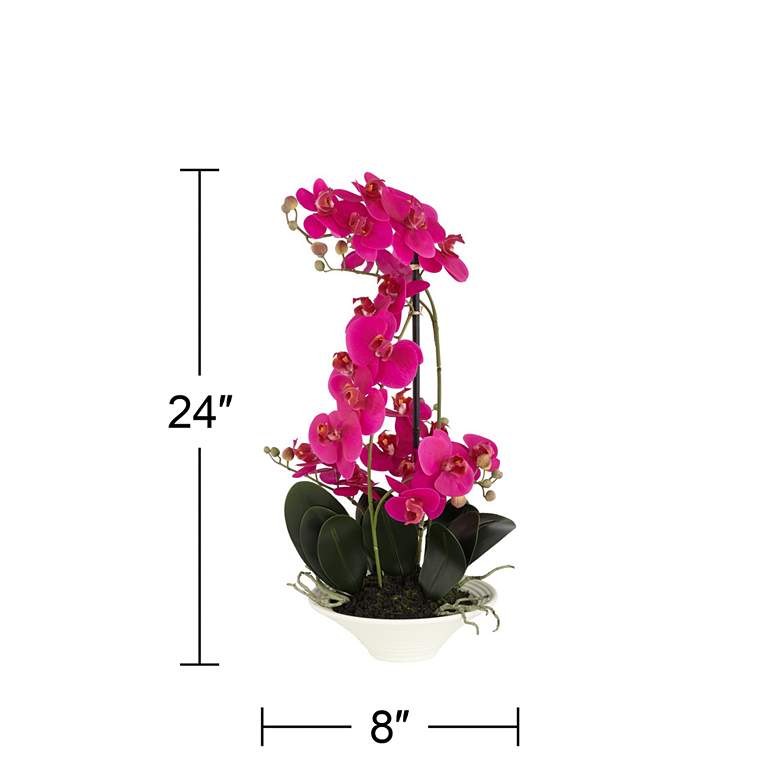 Image 4 Pink Orchid 24" High Faux Flowers in White Pot more views