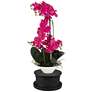 Pink Orchid 24"H Faux Flowers With Black Round Riser