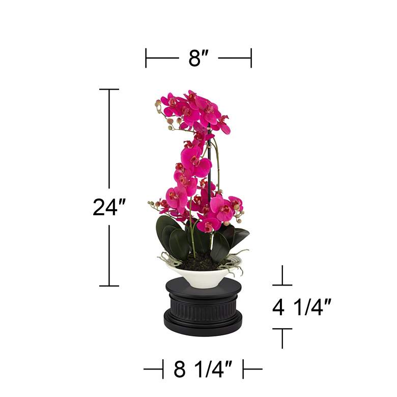 Image 4 Pink Orchid 24 inchH Faux Flowers With Black Round Riser more views