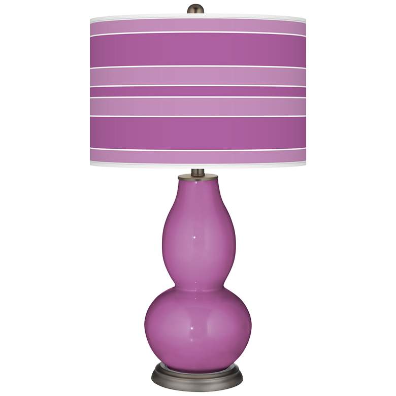 Image 1 Pink Orchid Bold Stripe Double Gourd Table Lamp