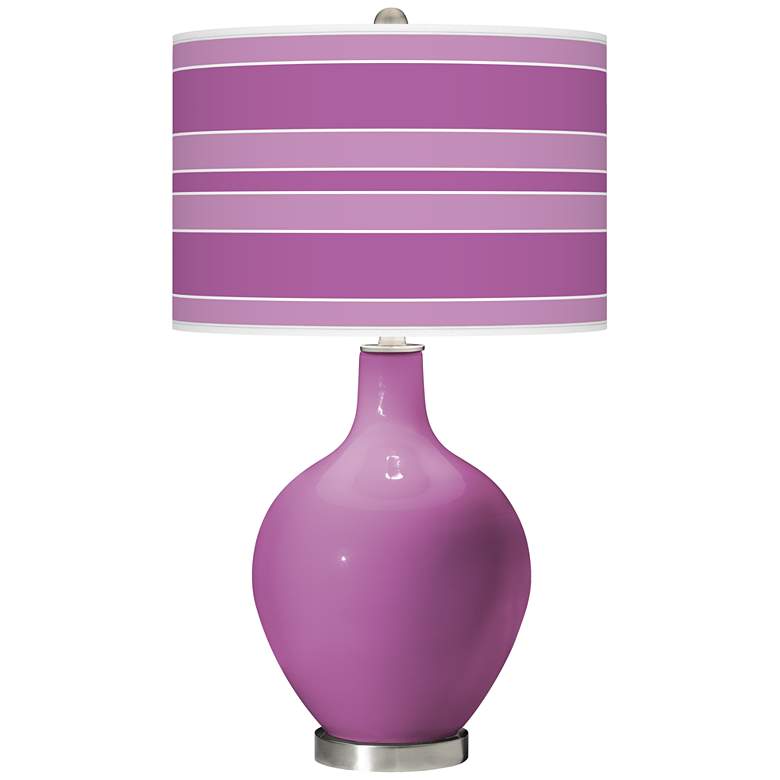 Image 1 Pink Orchid - Bold Stripe Shade Ovo Table Lamp