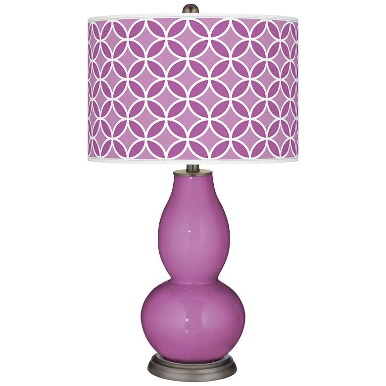 Image 1 Pink Orchid Circle Rings Double Gourd Table Lamp