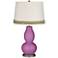 Pink Orchid Double Gourd Table Lamp with Scallop Lace Trim