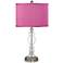 Pink Orchid Faux Silk Apothecary Clear Glass Table Lamp