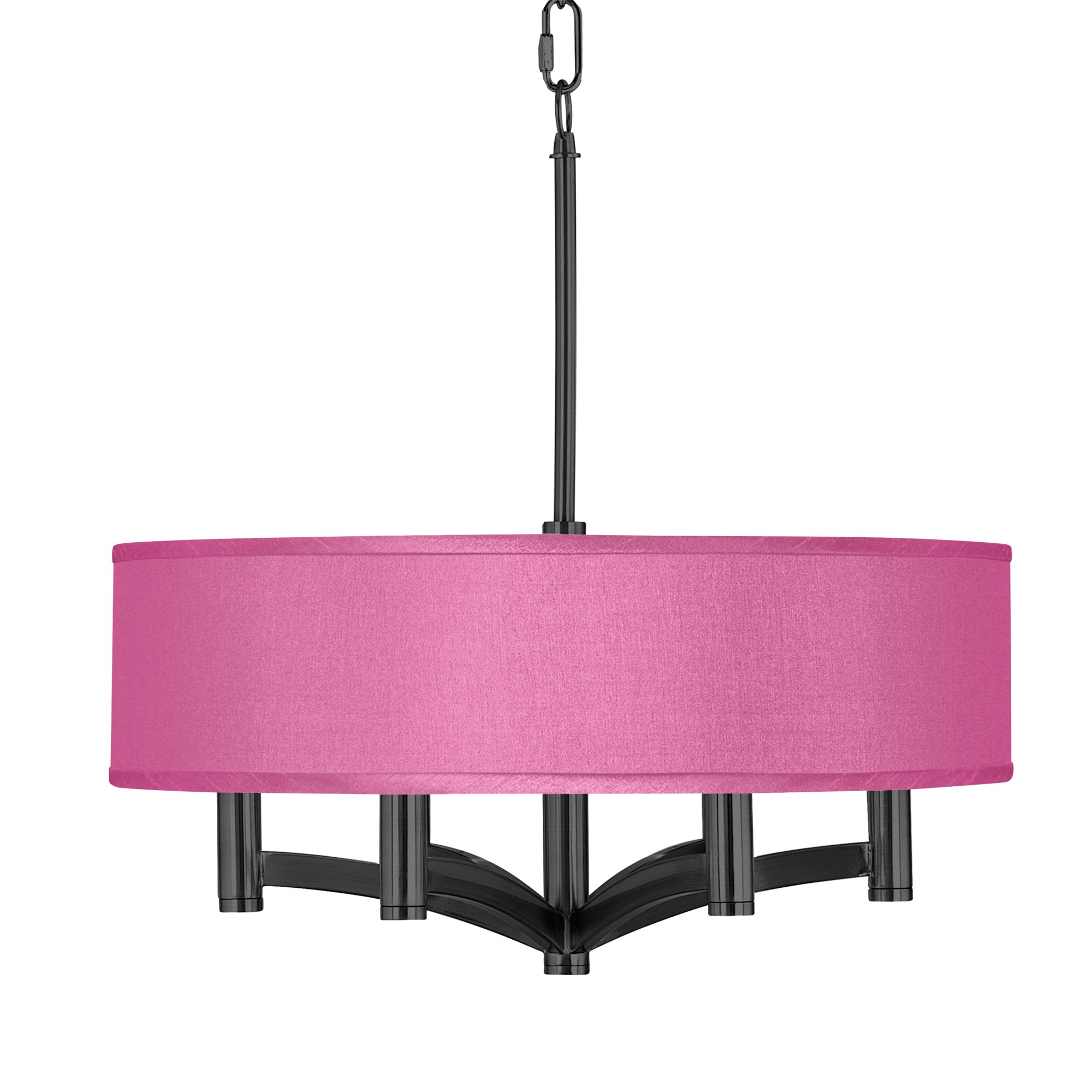 Image Pink Orchid Faux Silk Ava 6-Light Black Pendant Chandelier