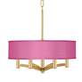 Pink Orchid Faux Silk Ava 6-Light Gold Pendant Chandelier