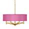 Pink Orchid Faux Silk Ava 6-Light Gold Pendant Chandelier