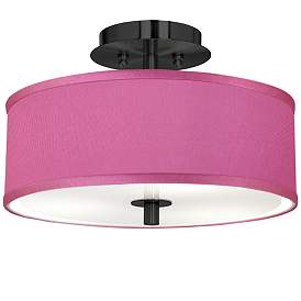 Image1 of Pink Orchid Faux Silk Black 14" Wide Ceiling Light
