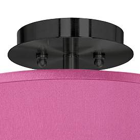 Image2 of Pink Orchid Faux Silk Black 14" Wide Ceiling Light more views