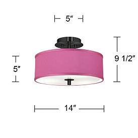 Image4 of Pink Orchid Faux Silk Black 14" Wide Ceiling Light more views