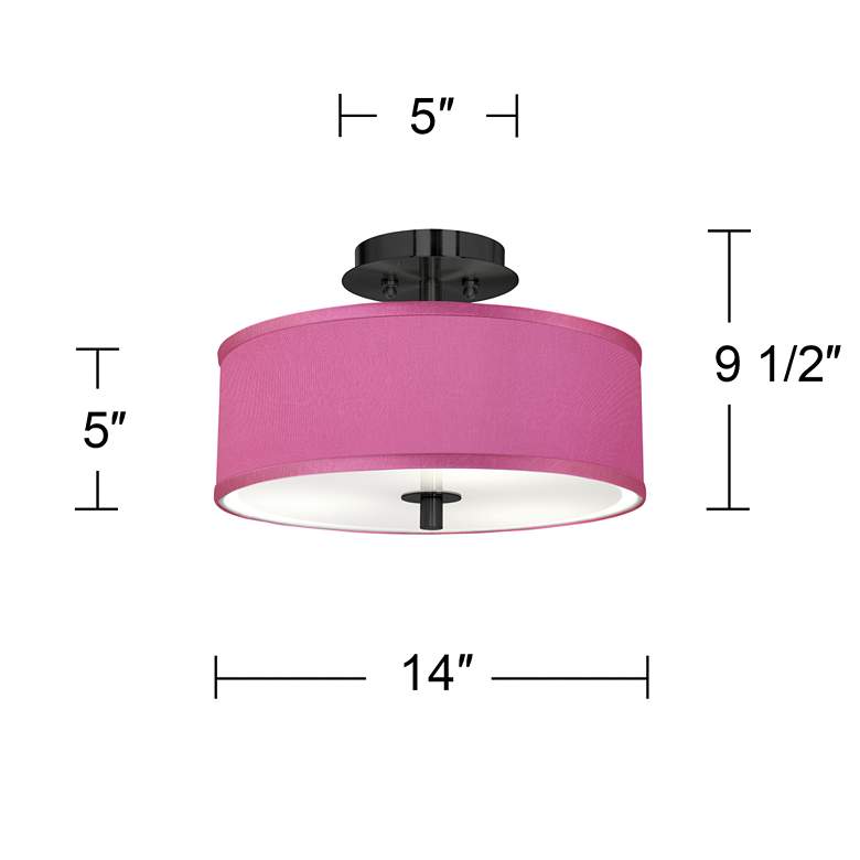 Image 4 Pink Orchid Faux Silk Black 14" Wide Ceiling Light more views