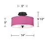 Pink Orchid Faux Silk Black 14" Wide Ceiling Light