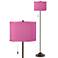 Pink Orchid Faux Silk Bronze Club Floor Lamp