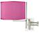 Pink Orchid Faux Silk Brushed Nickel Plug-In Swing Arm Wall Lamp
