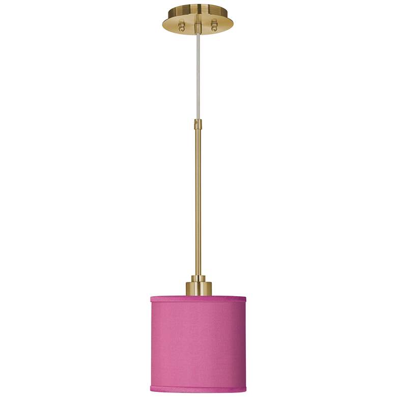 Image 2 Pink Orchid Faux Silk Giclee Gold Mini Pendant Light