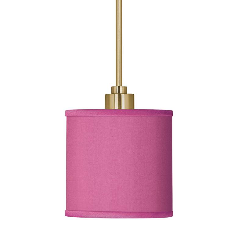 Image 3 Pink Orchid Faux Silk Giclee Gold Mini Pendant Light more views