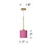 Pink Orchid Faux Silk Giclee Gold Mini Pendant Light