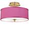 Pink Orchid Faux Silk Gold 14" Wide Ceiling Light