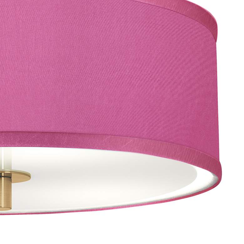 Image 3 Pink Orchid Faux Silk Gold 14" Wide Ceiling Light more views