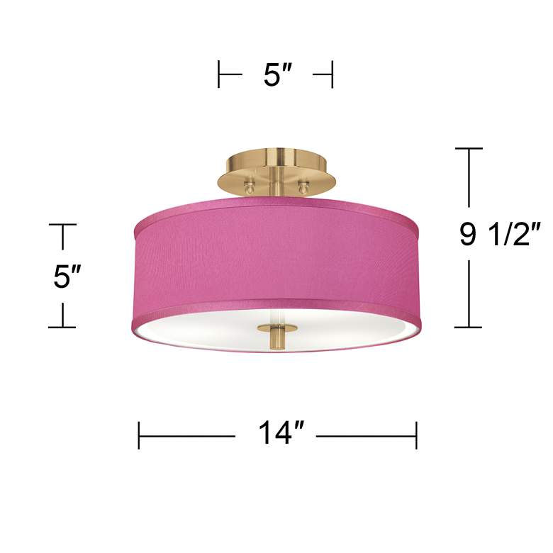 Image 4 Pink Orchid Faux Silk Gold 14 inch Wide Ceiling Light more views