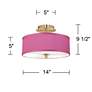 Pink Orchid Faux Silk Gold 14" Wide Ceiling Light