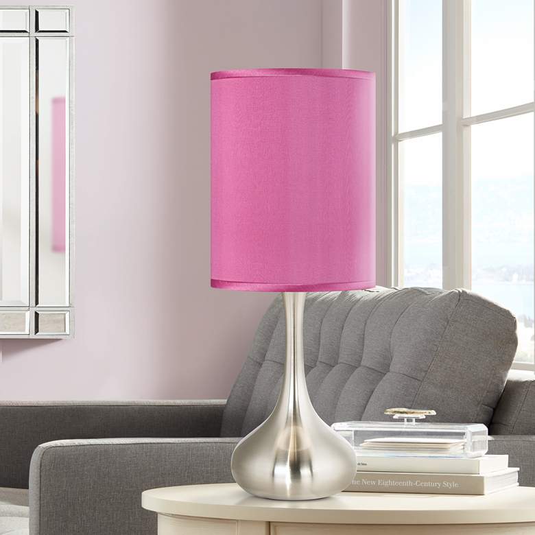 Image 1 Pink Orchid Faux Silk Modern Droplet Table Lamp