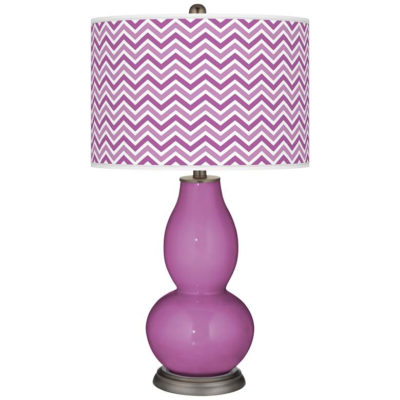 Image 1 Pink Orchid Narrow Zig Zag Double Gourd Table Lamp