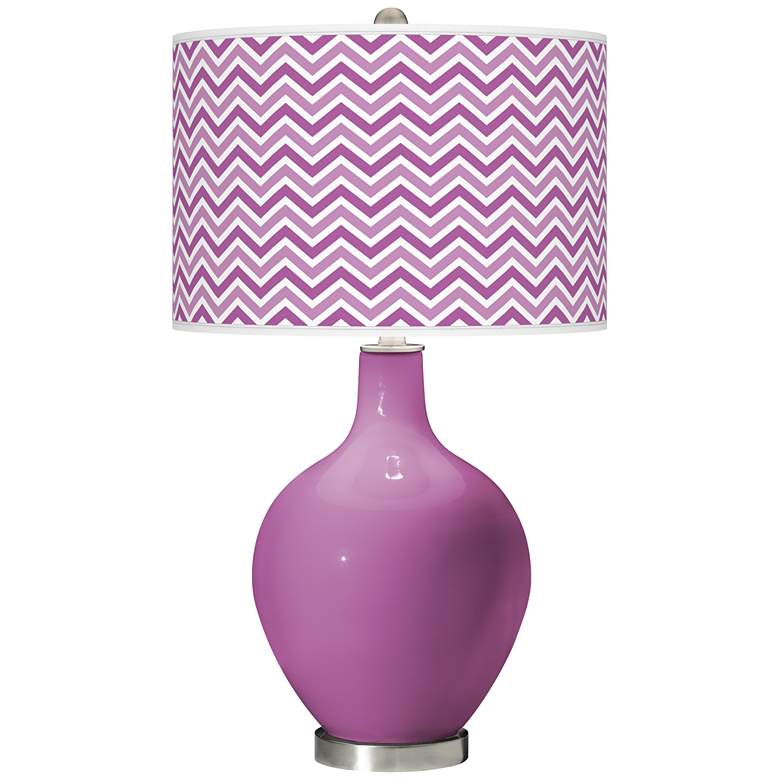 Image 1 Pink Orchid - Narrow Zig Zag Shade Ovo Table Lamp