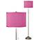 Pink Orchid Polyester Brushed Nickel Pull Chain Floor Lamp