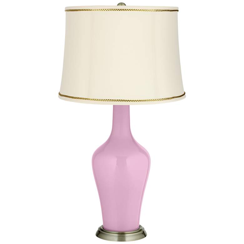 Image 1 Pink Pansy Anya Table Lamp with President&#39;s Braid Trim