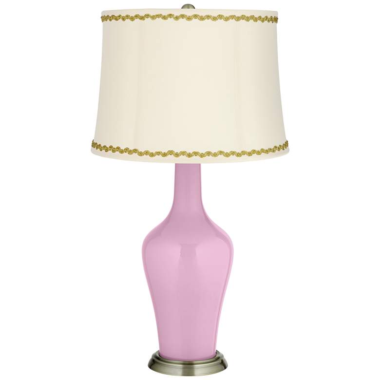 Image 1 Pink Pansy Anya Table Lamp with Relaxed Wave Trim