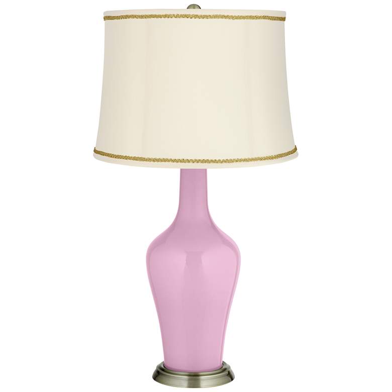 Image 1 Pink Pansy Anya Table Lamp with Scroll Braid Trim
