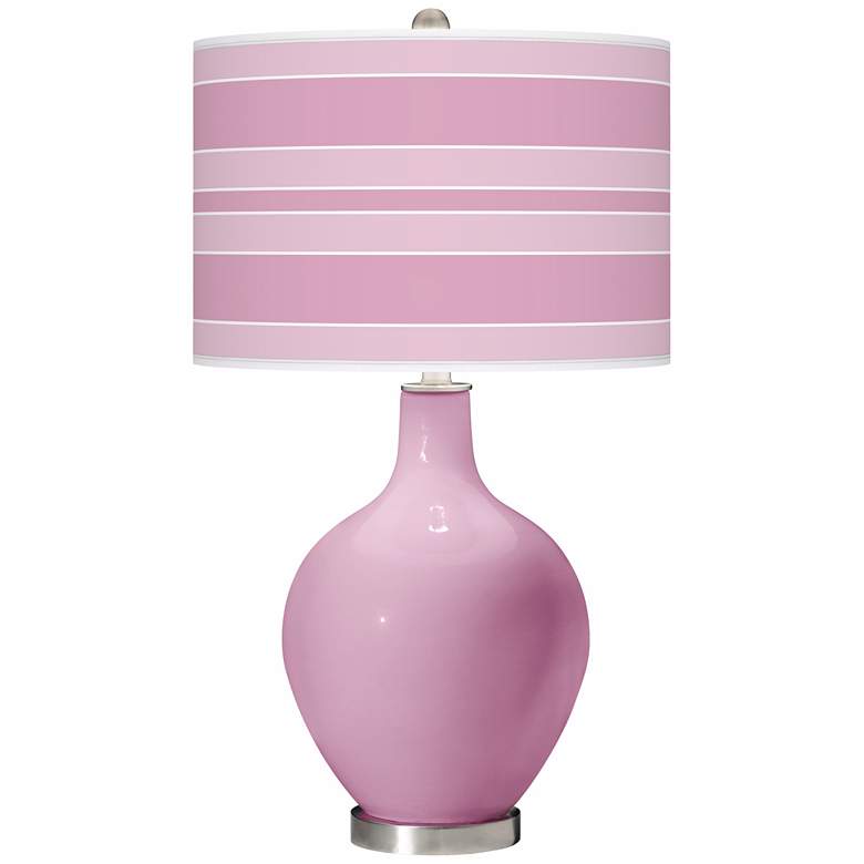 Image 1 Pink Pansy Bold Stripe Ovo Table Lamp