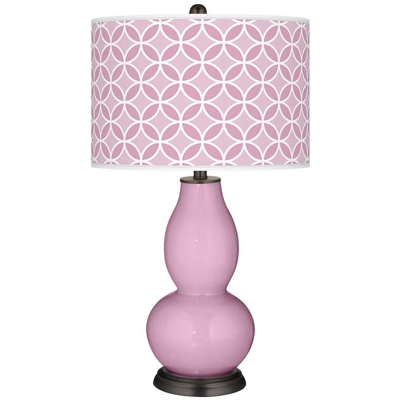 Image 1 Pink Pansy Circle Rings Double Gourd Table Lamp