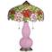 Pink Pansy Gourd Table Lamp with Rose Bloom Shade