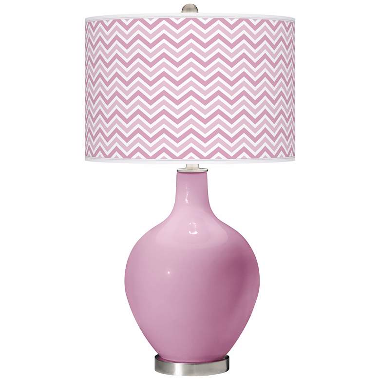 Image 1 Pink Pansy Narrow Zig Zag Ovo Table Lamp