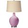 Pink Pansy Oatmeal Linen Shade Ovo Table Lamp
