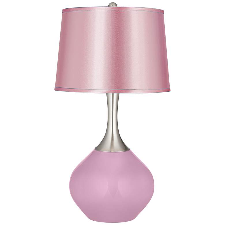 Image 1 Pink Pansy Satin Pale Pink Shade Spencer Table Lamp