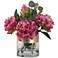 Pink Peonies 15" High Faux Flowers in Glass Cylinder