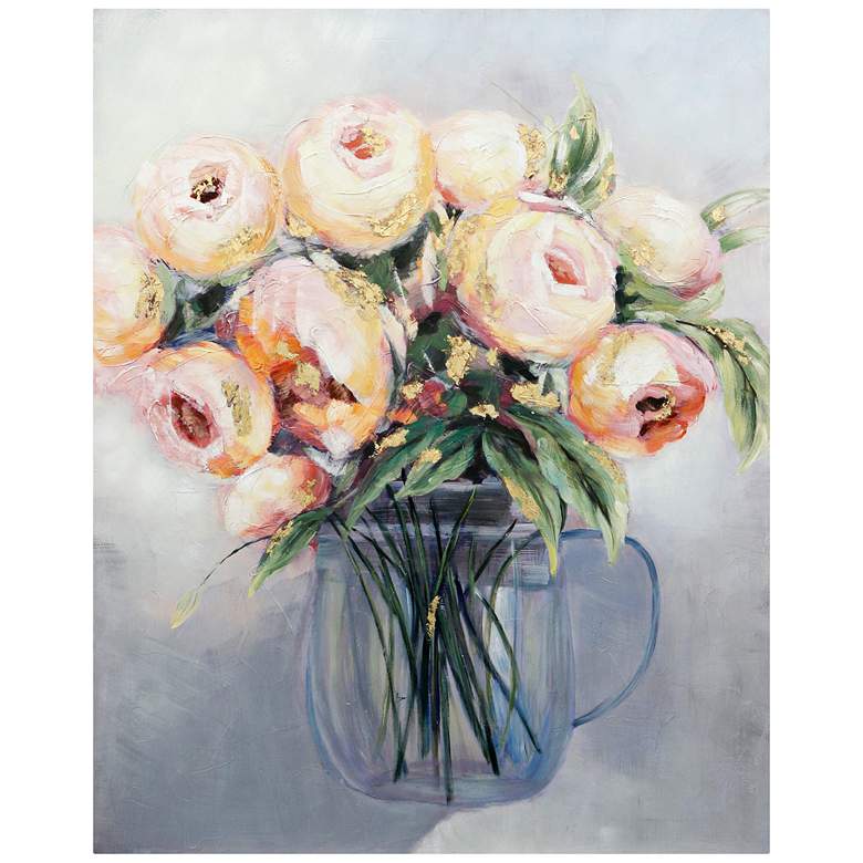 Image 1 Pink Peonies 50 inch High Stretched Canvas Wall Art