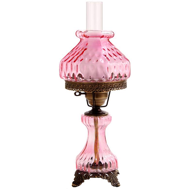 Image 1 Pink Rhombus Octagon Shade Night Light Hurricane Table Lamp