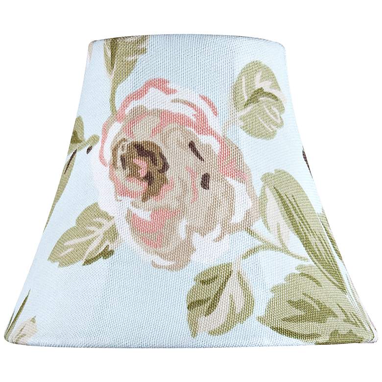 Image 1 Pink Rose Print Bell Lamp Shade 3x6x5 (Clip-On)