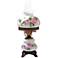 Pink Roses 18"H Hurricane Night Light Small Table Lamp