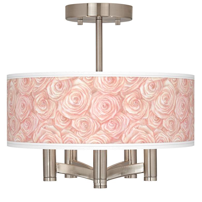 Image 1 Pink Roses Ava 5-Light Nickel Ceiling Light