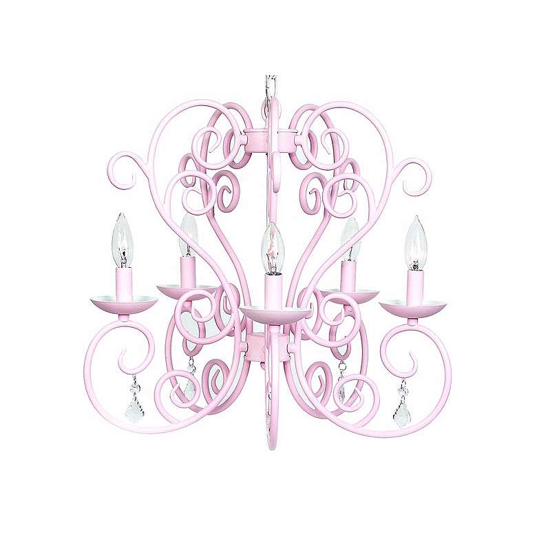 Image 1 Pink Scrolls 21 inch Wide 5-Light Chandelier