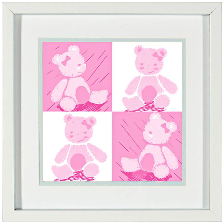 Image 1 Pink Teddy Bear 15 inch Square Giclee Girls&#39; Wall Art