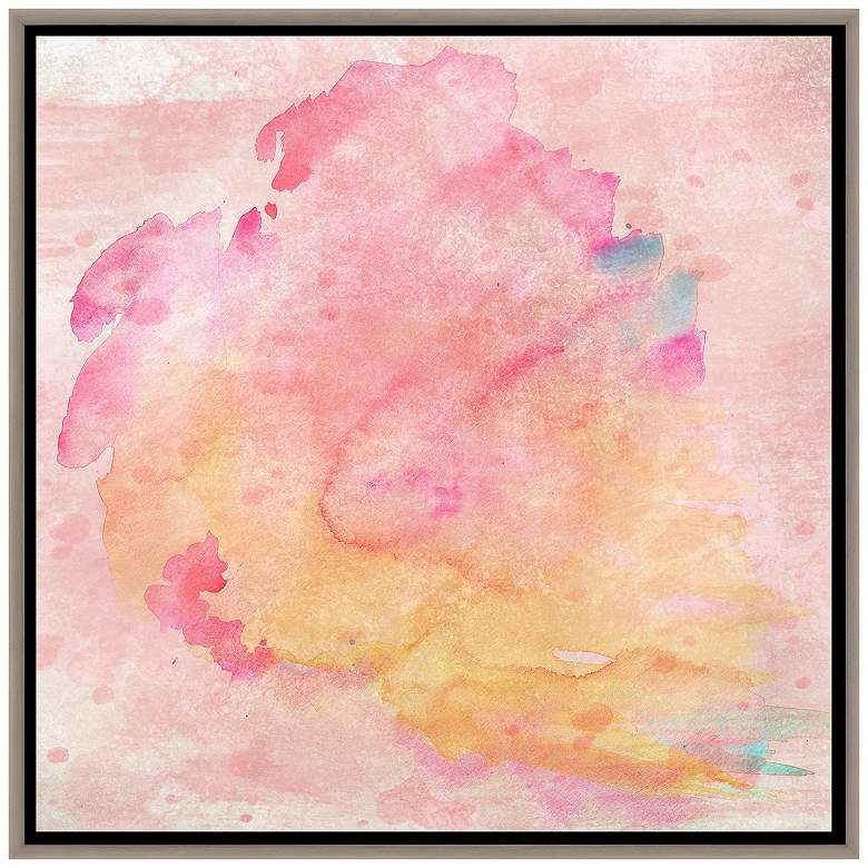 Image 1 Pink Watercolors 37 3/4 inch Square Framed Canvas Wall Art