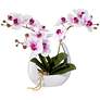 Pink White Phalaenopsis Orchids 13" Faux Floral in White Pot