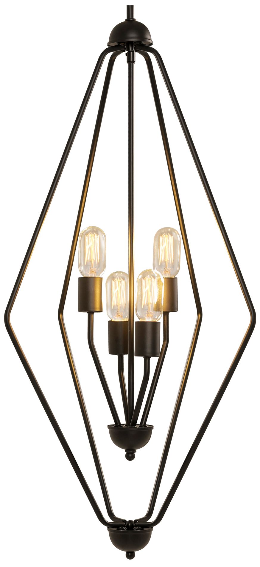 Thumbnail2 of Pinlit 18.1" Wide Black 4-Light Lantern Pendant Light more views