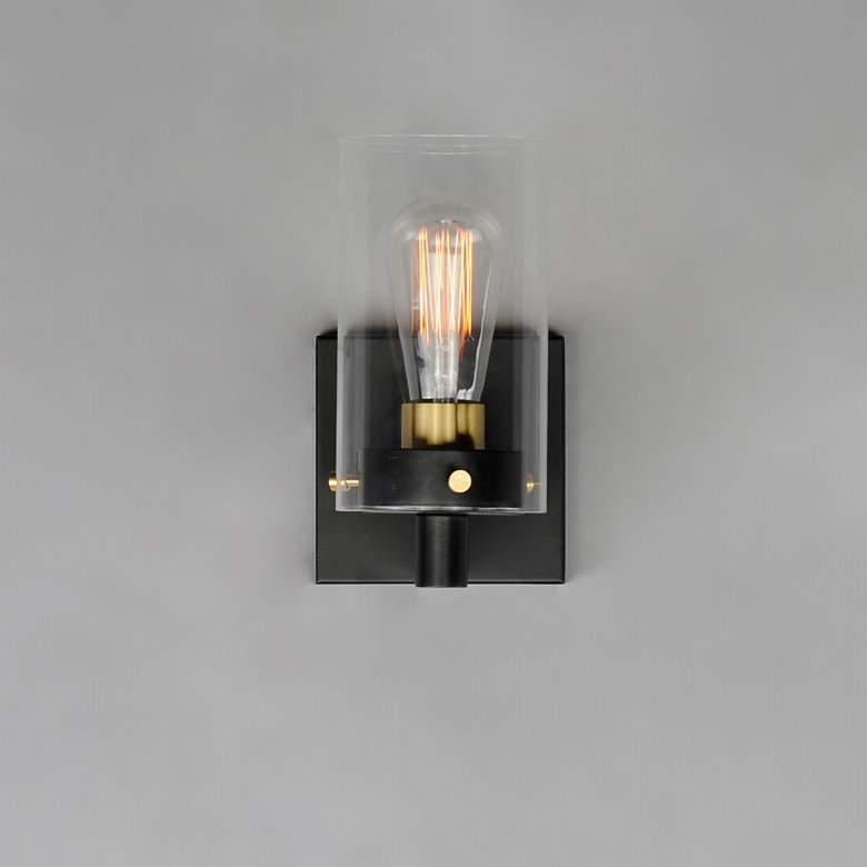 Image 3 Pinn 1-Light Sconce - Black/Satin Brass more views
